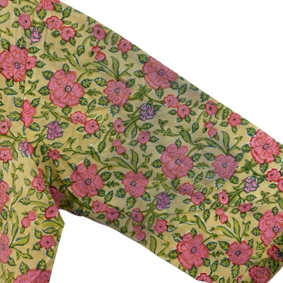 Kilol X-Large Hand Block Large Kaftan Dress Pockets Floral Pullover Womens - Picture 14 of 15